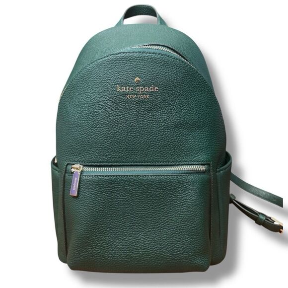 Kate Spade Leila Dome Backpack Deep Jade Pebbled Leather Green Purse Medium - Picture 1 of 10
